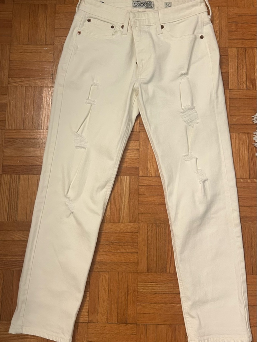 Distressed White Jeans